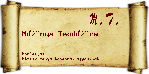 Mánya Teodóra névjegykártya